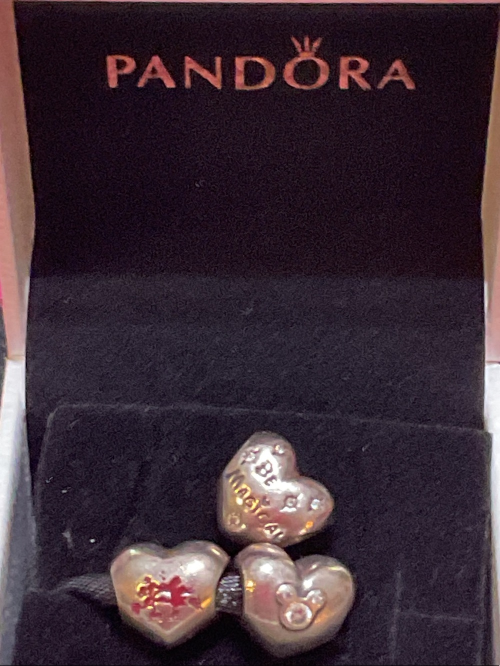 Pandora Disney Charms Set of 3 Mickey & Minnie & Be Magical .925 Sterling Silver